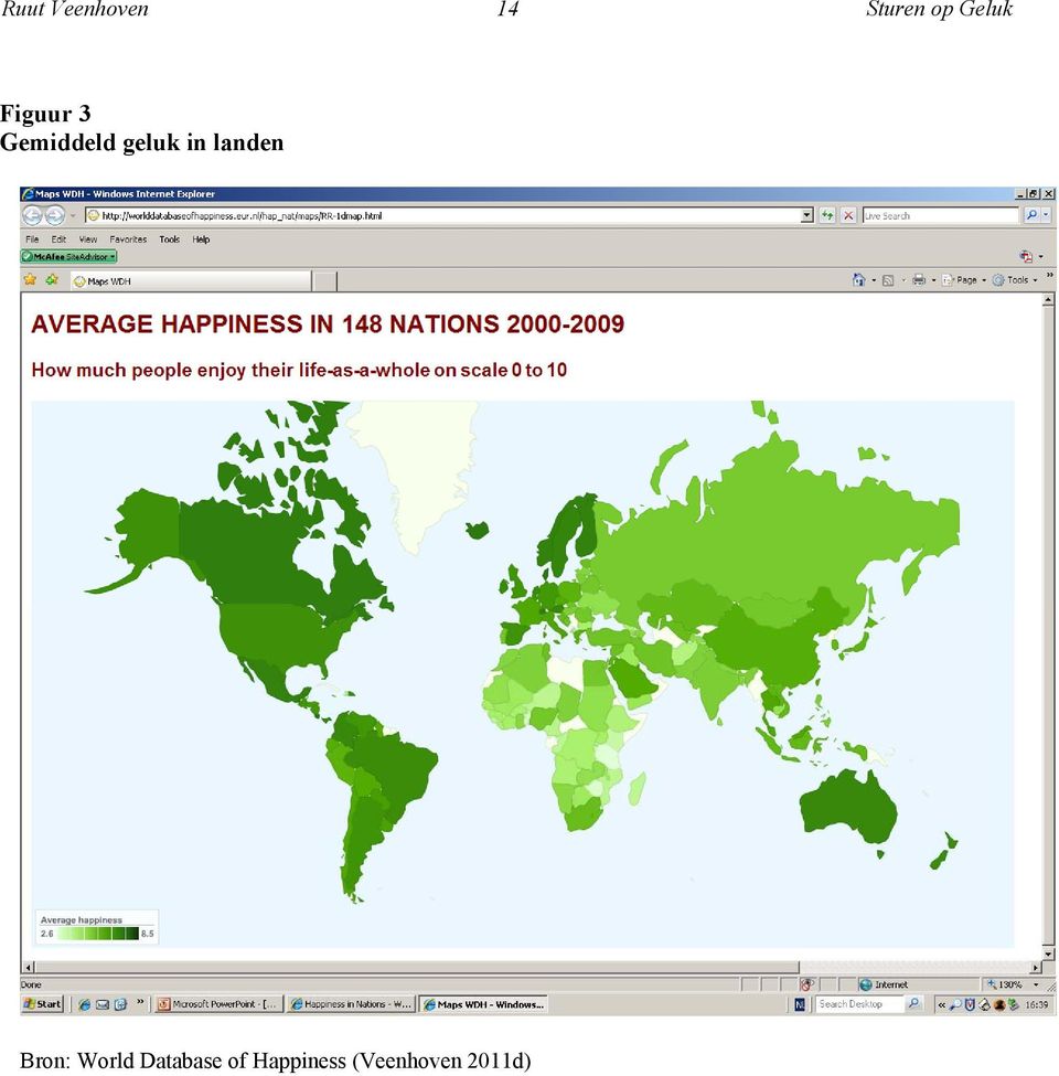 geluk in landen Bron: World