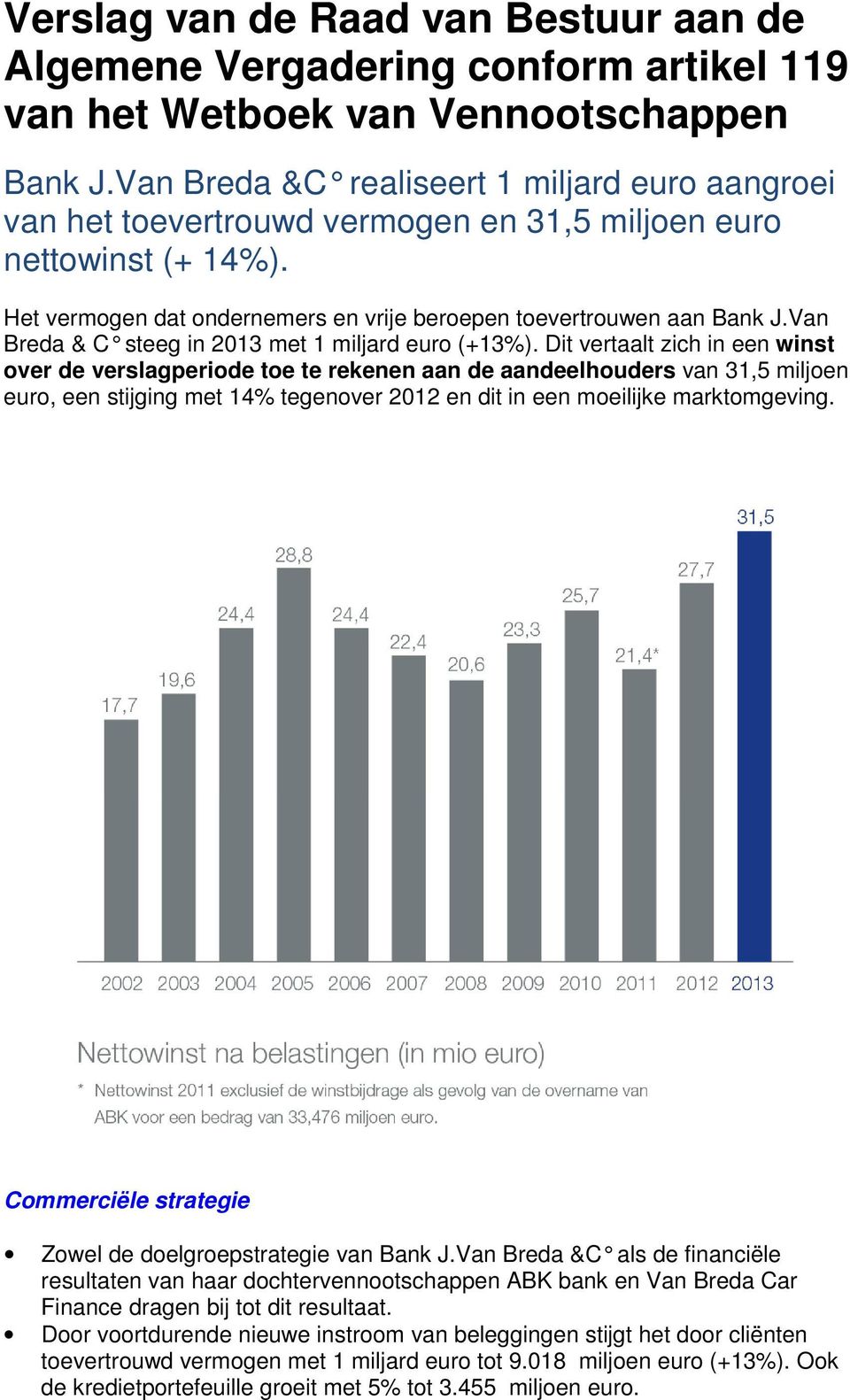 Van Breda & C steeg in 2013 met 1 miljard euro (+13%).
