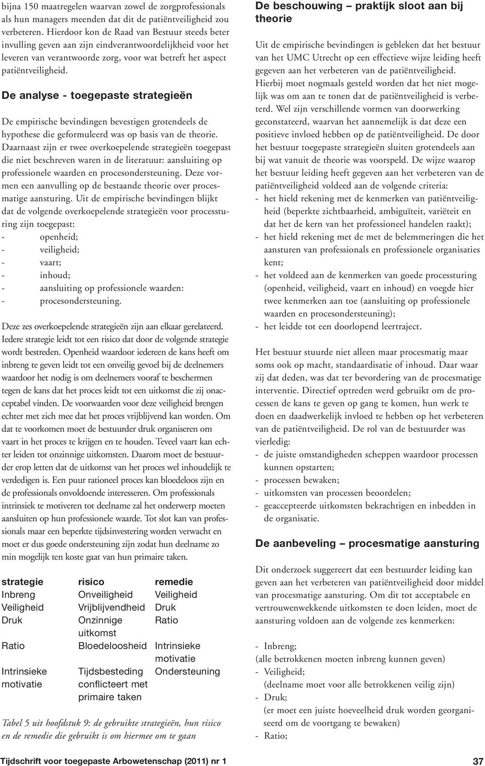 De analyse - toegepaste strategieën De empirische bevindingen bevestigen grotendeels de hypothese die geformuleerd was op basis van de theorie.