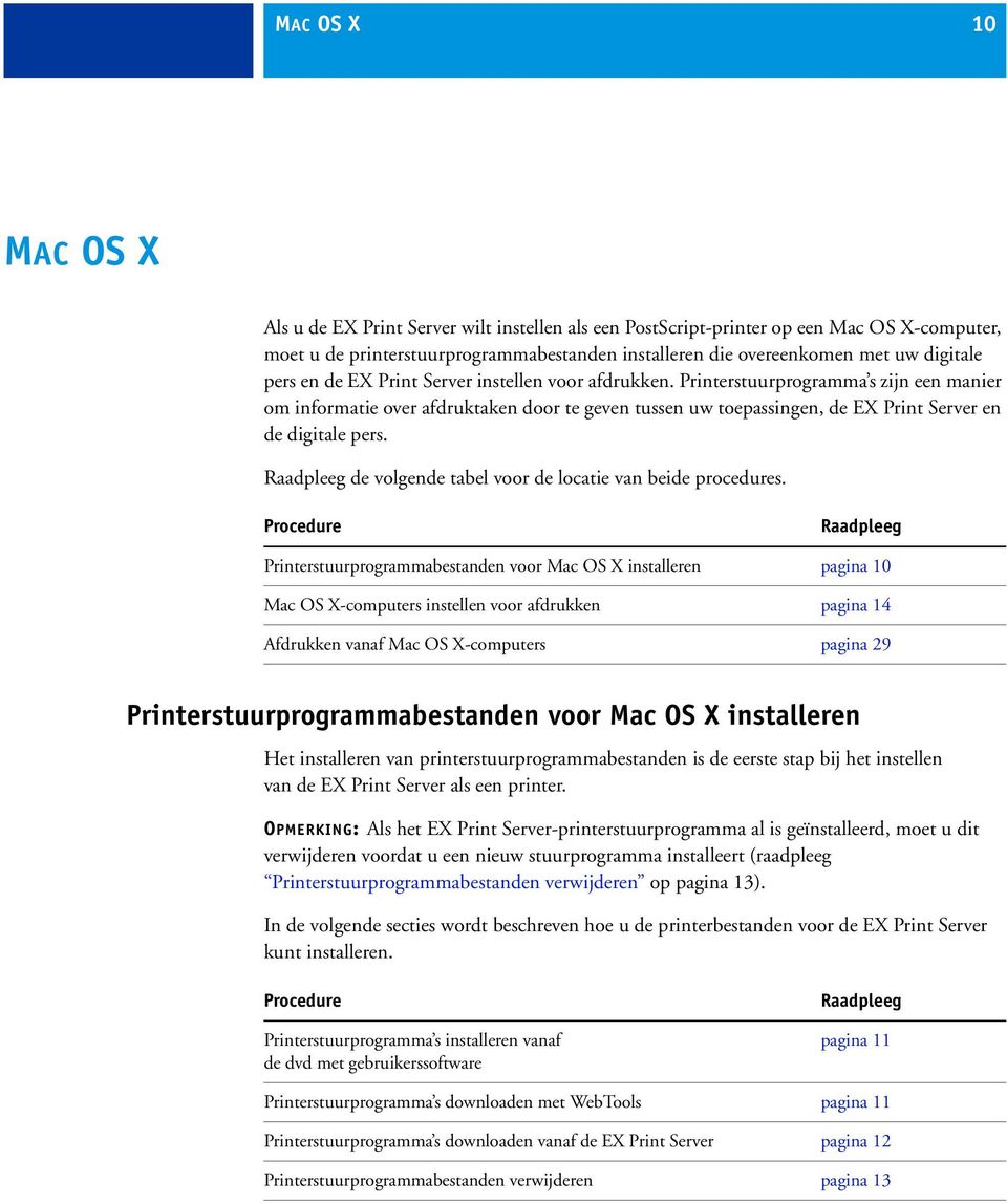 Printerstuurprogramma s zijn een manier om informatie over afdruktaken door te geven tussen uw toepassingen, de EX Print Server en de digitale pers.