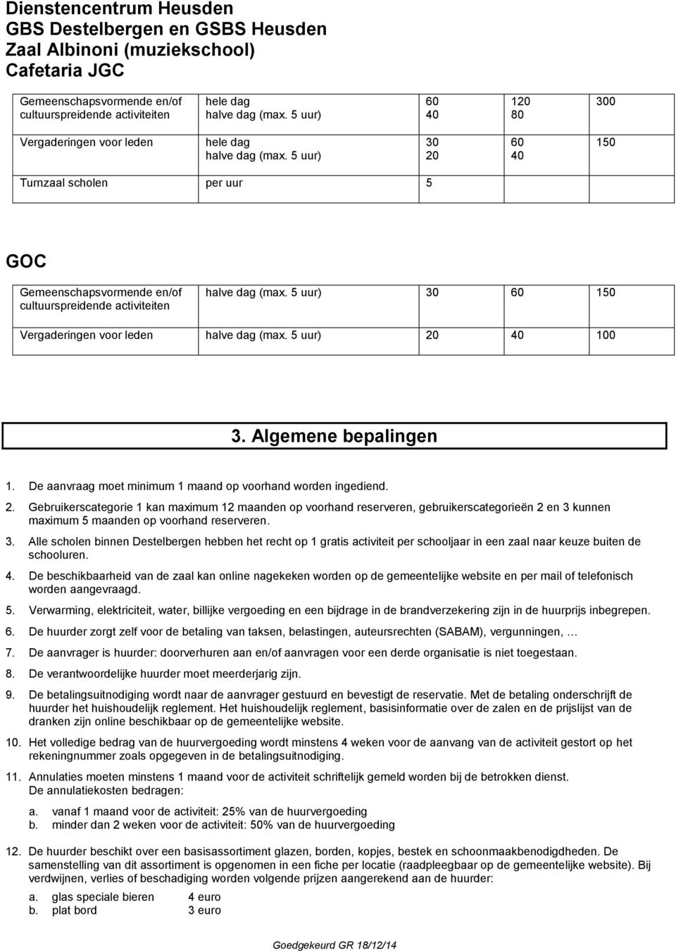 Gebruikerscategorie 1 kan maximum 12 maanden op voorhand reserveren, gebruikerscategorieën 2 en 3 