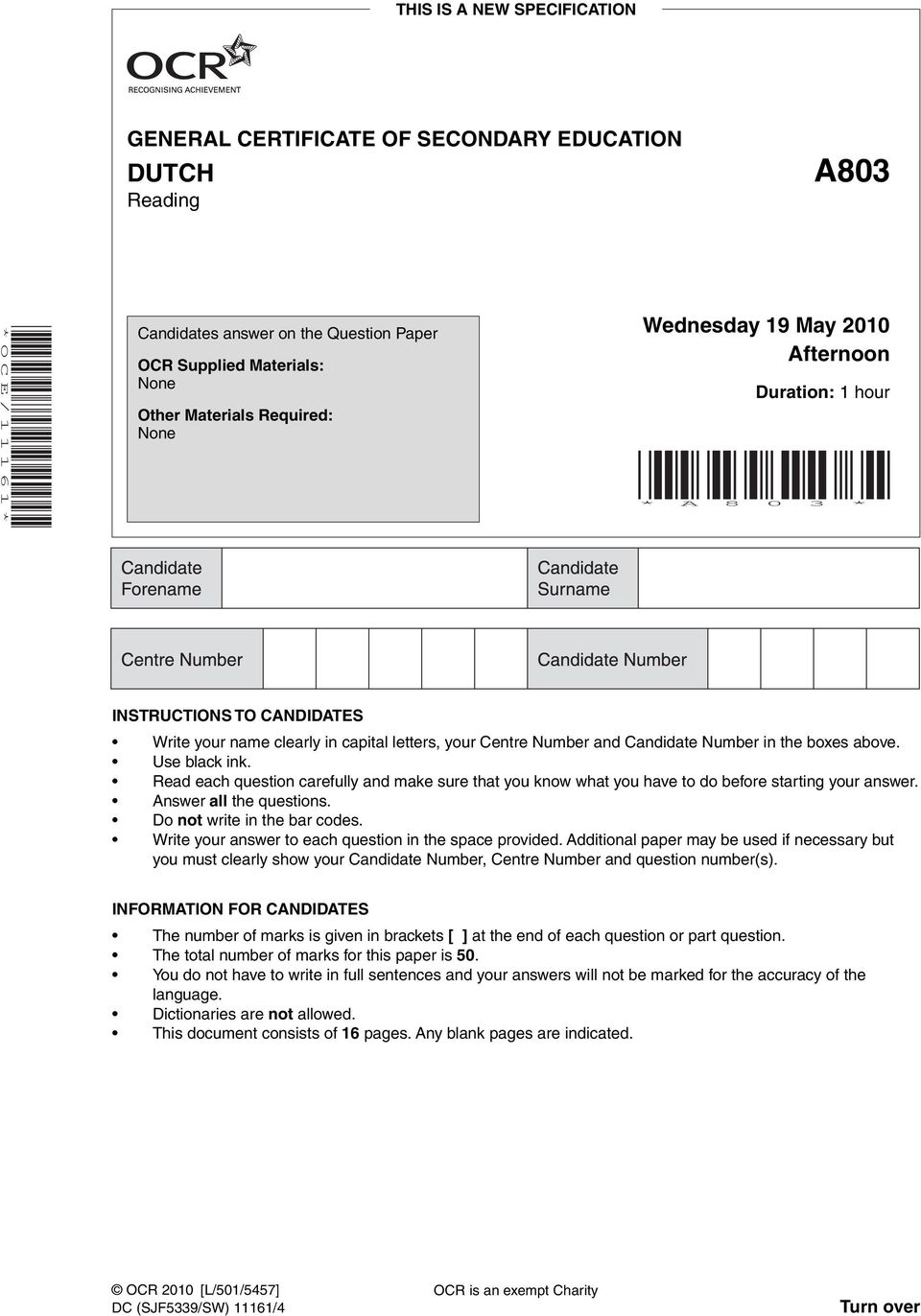 Read each question carefully and make sure that you know what you have to do before starting your answer. nswer all the questions. Do not write in the bar codes.