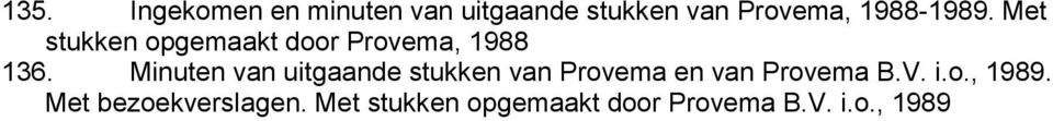 Minuten van uitgaande stukken van Provema en van Provema B.V. i.o., 1989.