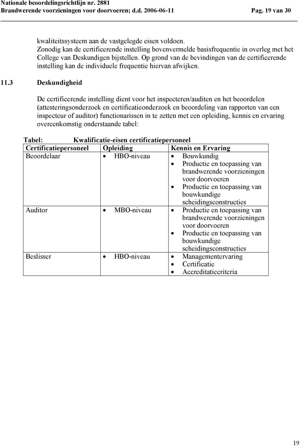 Op grond van de bevindingen van de certificerende instelling kan de individuele frequentie hiervan afwijken. 11.