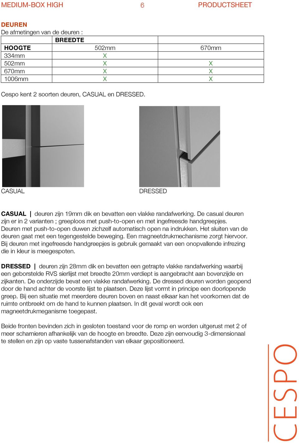 Deuren met push-to-open duwen zichzelf automatisch open na indrukken. Het sluiten van de deuren gaat met een tegengestelde beweging. Een magneetdrukmechanisme zorgt hiervoor.