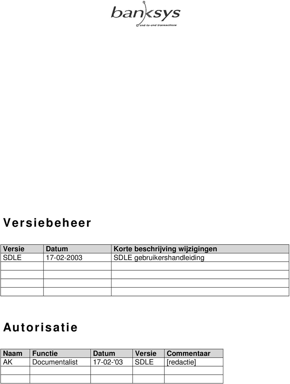 gebruikershandleiding Autorisatie Naam Functie