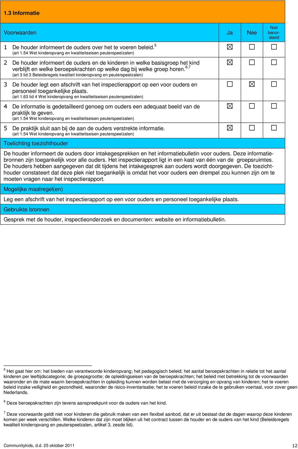 horen. 6,7 (art 3 lid 3 Beleidsregels kwaliteit 3 De houder legt een afschrift van het inspectierapport op een voor ouders en personeel toegankelijke plaats. (art 1.