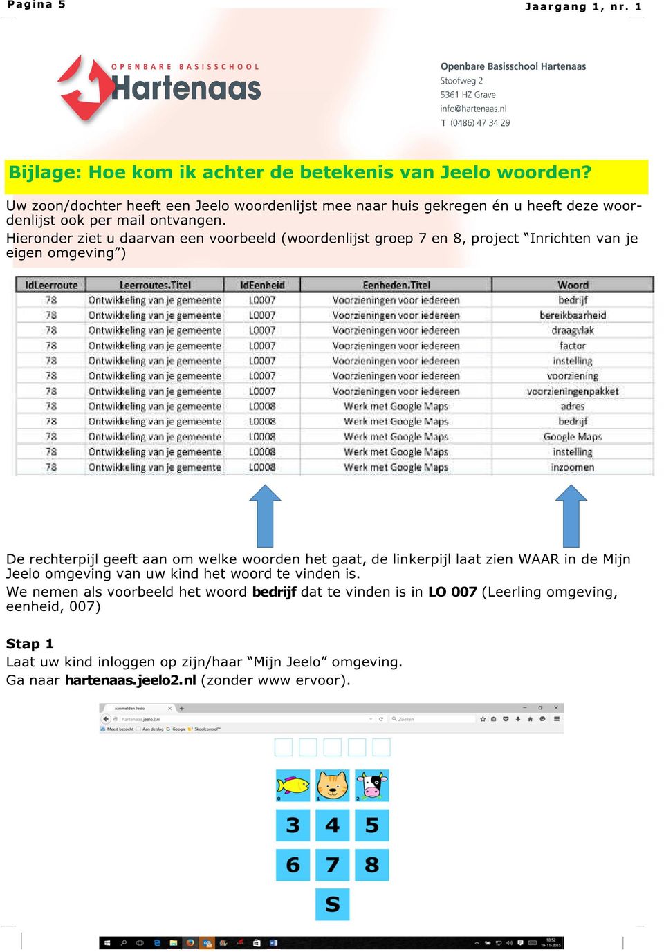 Hieronder ziet u daarvan een voorbeeld (woordenlijst groep 7 en 8, project Inrichten van je eigen omgeving ) De rechterpijl geeft aan om welke woorden het gaat, de