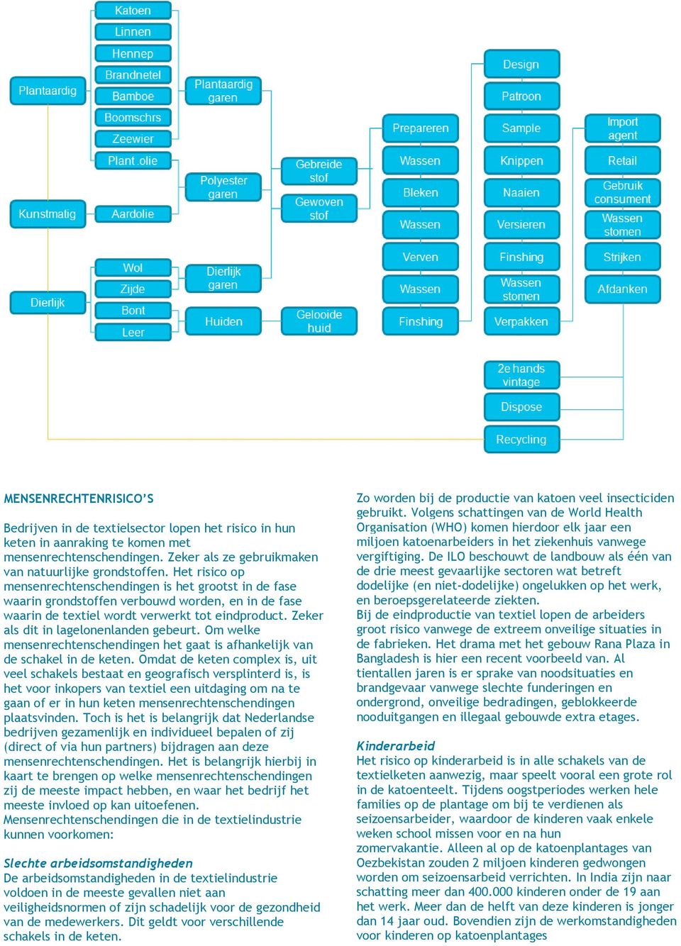 Zeker als dit in lagelonenlanden gebeurt. Om welke mensenrechtenschendingen het gaat is afhankelijk van de schakel in de keten.