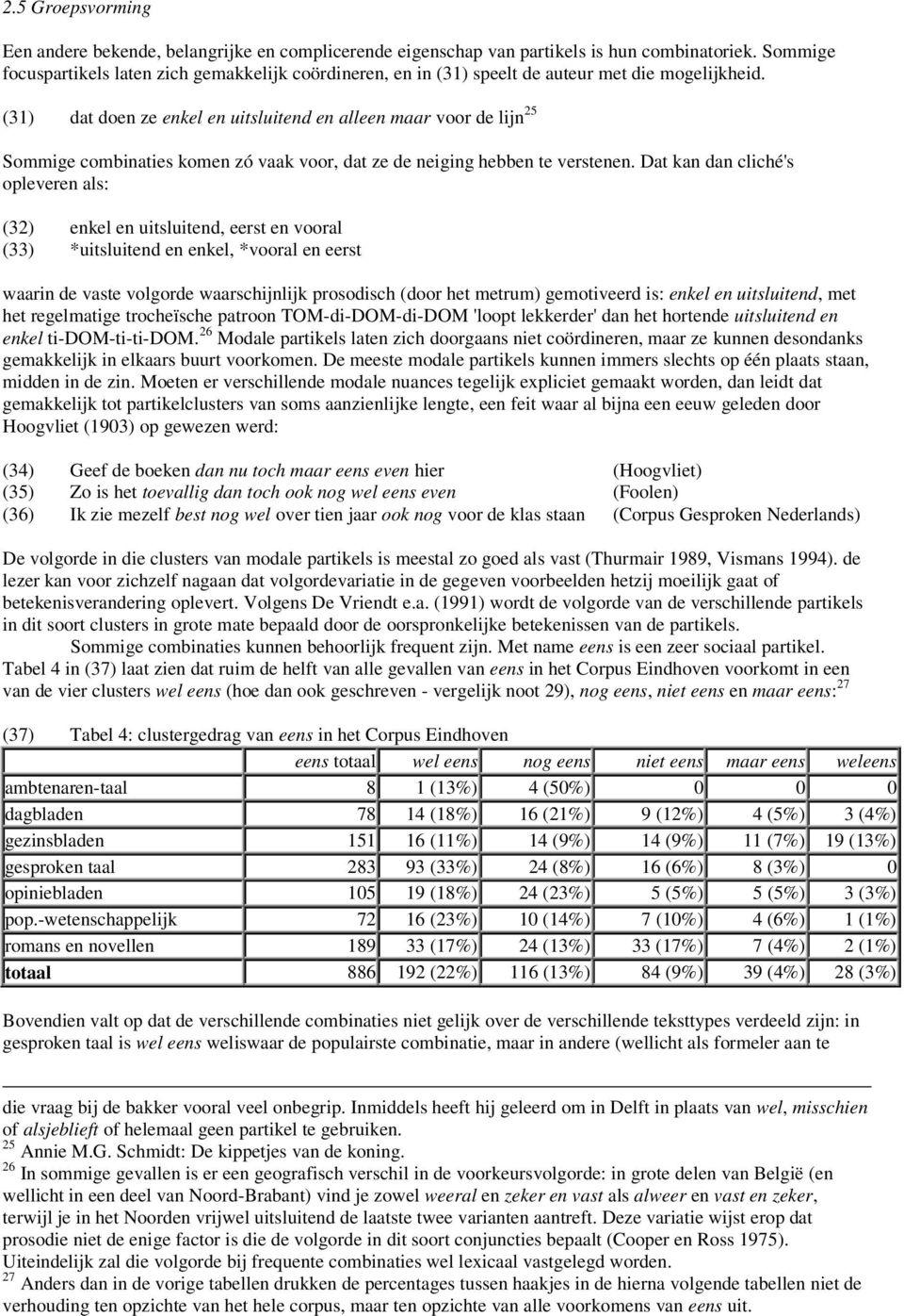 (31) dat doen ze enkel en uitsluitend en alleen maar voor de lijn 25 Sommige combinaties komen zó vaak voor, dat ze de neiging hebben te verstenen.