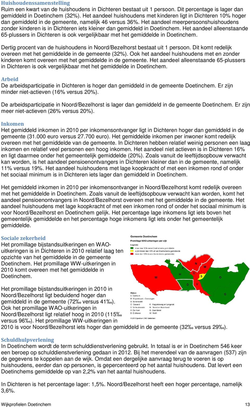 Het aandeel meerpersoonshuishoudens zonder kinderen is in Dichteren iets kleiner dan gemiddeld in Doetinchem.