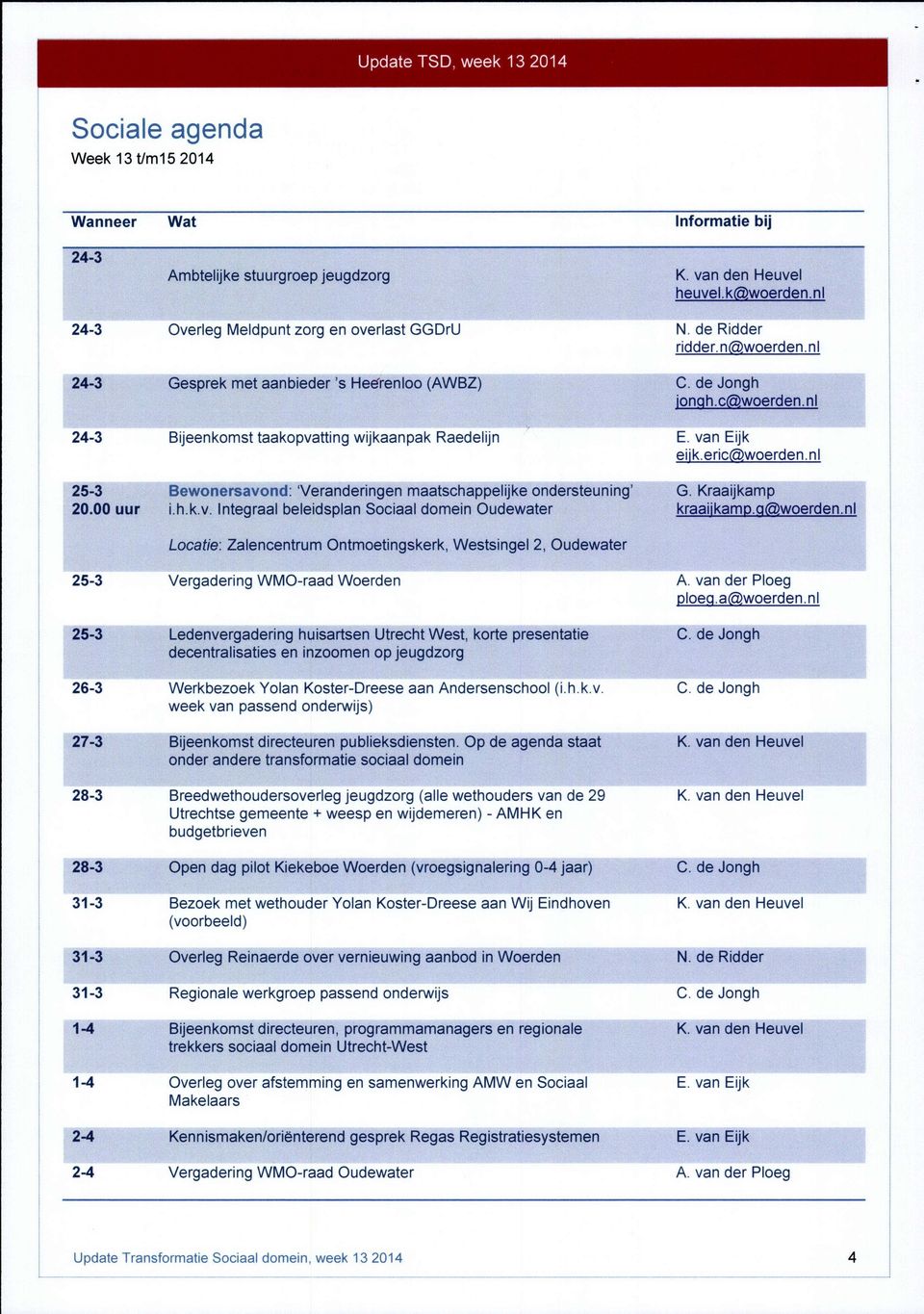 ondrstuning' ihkv Intgraal blidsplan Sociaal domin Oudwatr G Kraaijkamp kraaiikamda@wordnnl Wannr Locati: Zalncntrum Ontmotingskrk, Wstsingl 2, Oudwatr, 25-3 Vrgadring WMO-raad Wordn A van dr Plog