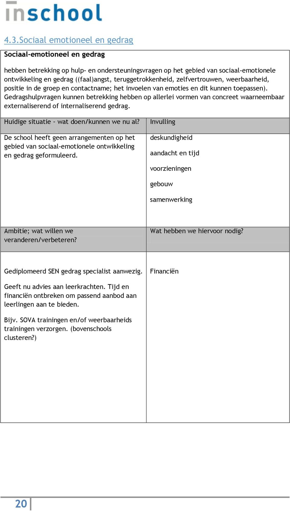 Gedragshulpvragen kunnen betrekking hebben op allerlei vormen van concreet waarneembaar externaliserend of internaliserend gedrag. Huidige situatie wat doen/kunnen we nu al?