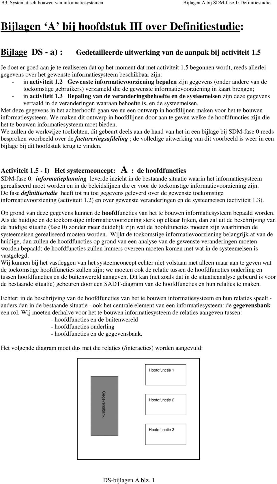 2 Gewenste informatievoorziening bepalen zijn gegevens (onder andere van de toekomstige gebruikers) verzameld die de gewenste informatievoorziening in kaart brengen; - in activiteit 1.