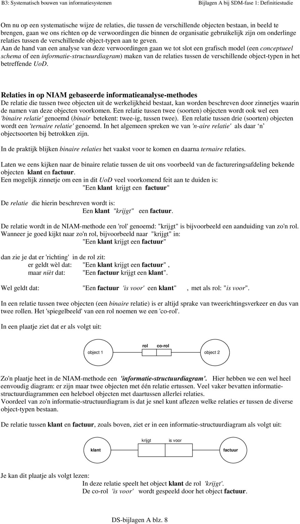 Aan de hand van een analyse van deze verwoordingen gaan we tot slot een grafisch model (een conceptueel schema of een informatie-structuurdiagram) maken van de relaties tussen de verschillende