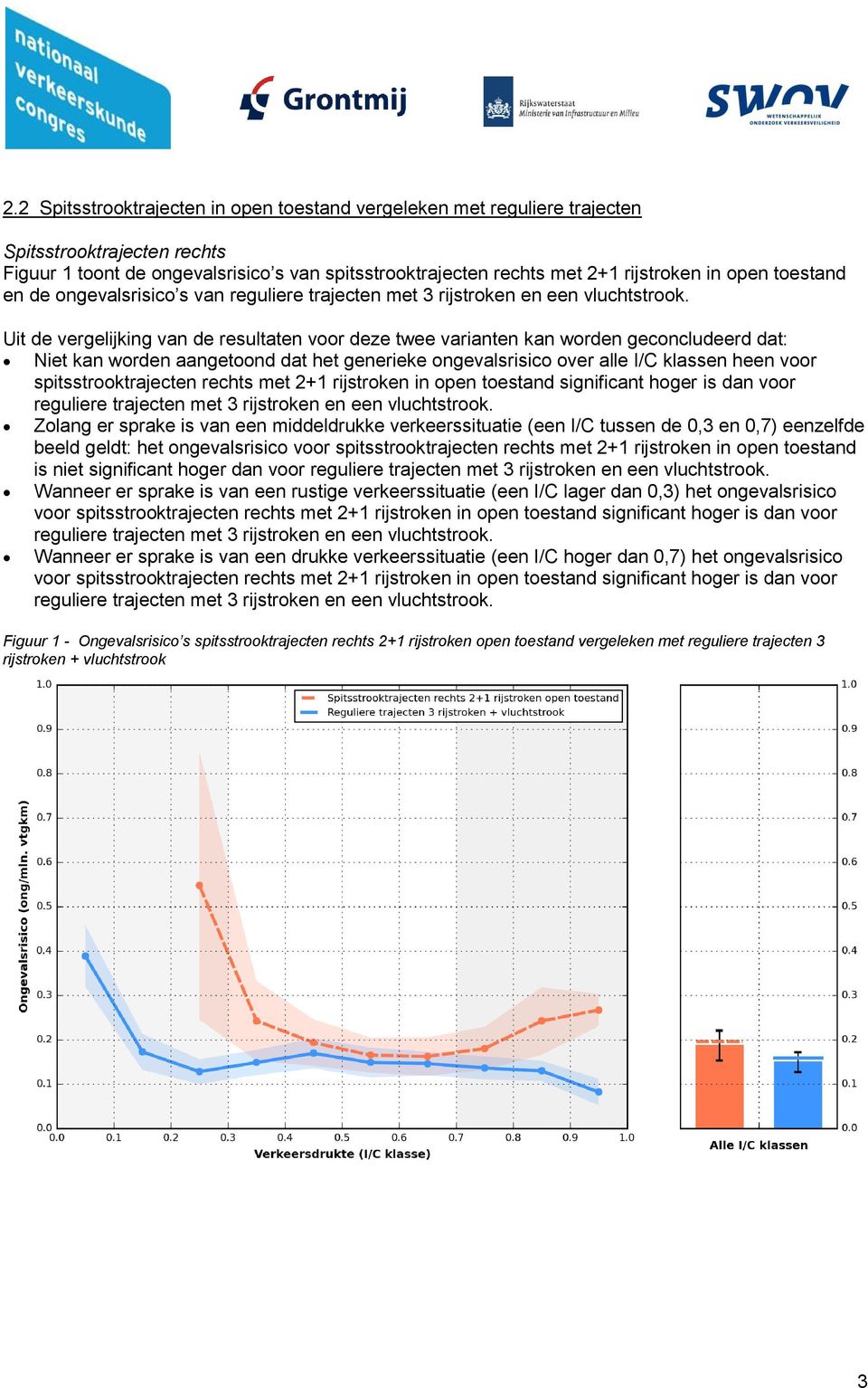 Uit de vergelijking van de resultaten voor deze twee varianten kan worden geconcludeerd dat: Niet kan worden aangetoond dat het generieke ongevalsrisico over alle I/C klassen heen voor