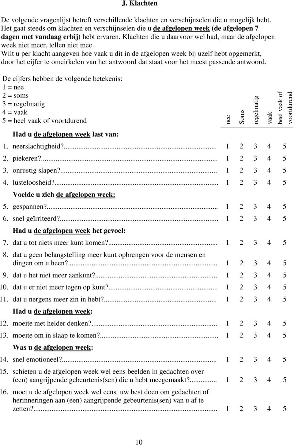 Klachten die u daarvoor wel had, maar de afgelopen week niet meer, tellen niet mee.