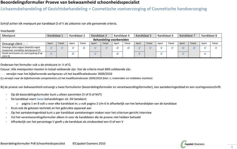 Voorbeeld: Meetpunt Kandidaat 1 Kandidaat 2 Kandidaat 3 Kandidaat 4 Kandidaat 5 Kandidaat 6 Kandidaat 7 Kandidaat 8 Behandeling voorbereiden Ontvangt cliënt (1.