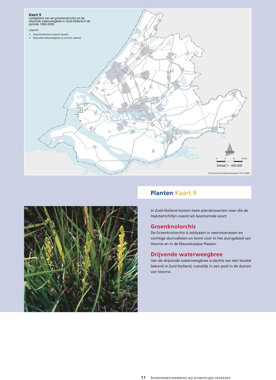 1338/9 Planten Kaart 9 In Zuid-Holland komen twee plantensoorten voor die de Habitatrichtlijn noemt als beschermde soort.