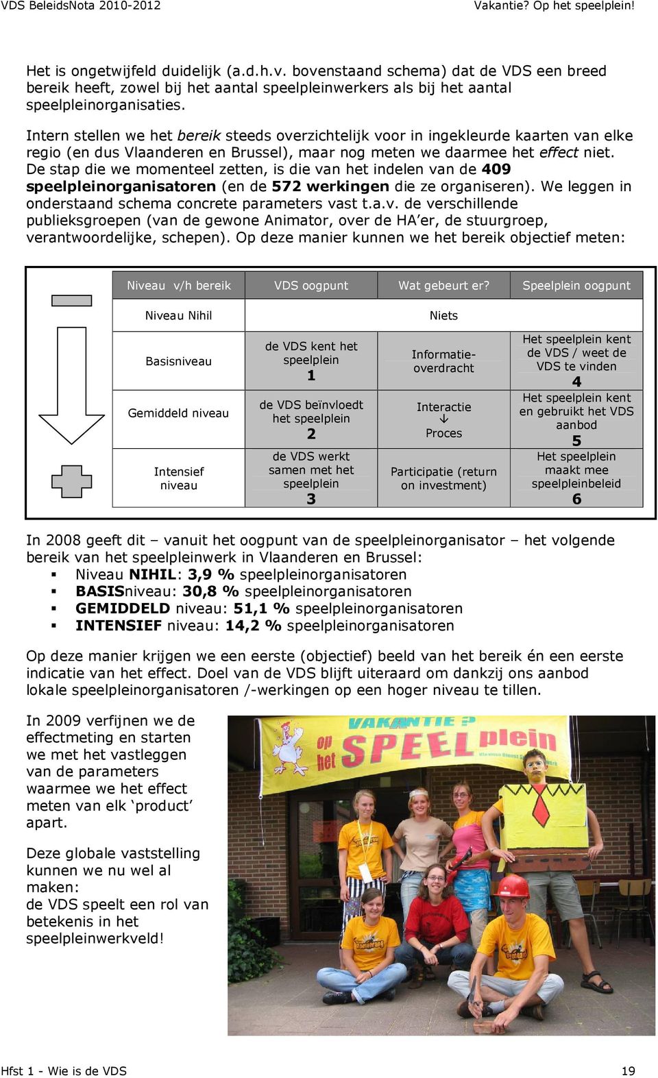 De stap die we momenteel zetten, is die van het indelen van de 409 speelpleinorganisatoren (en de 572 werkingen die ze organiseren). We leggen in onderstaand schema concrete parameters vast t.a.v. de verschillende publieksgroepen (van de gewone Animator, over de HA er, de stuurgroep, verantwoordelijke, schepen).