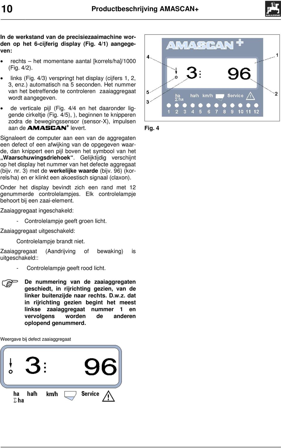 4/4 en het daaronder liggende cirkeltje (ig. 4/5), ), beginnen te knipperen zodra de bewegingssensor (sensor-x), impulsen aan de $0$6&$1 levert.