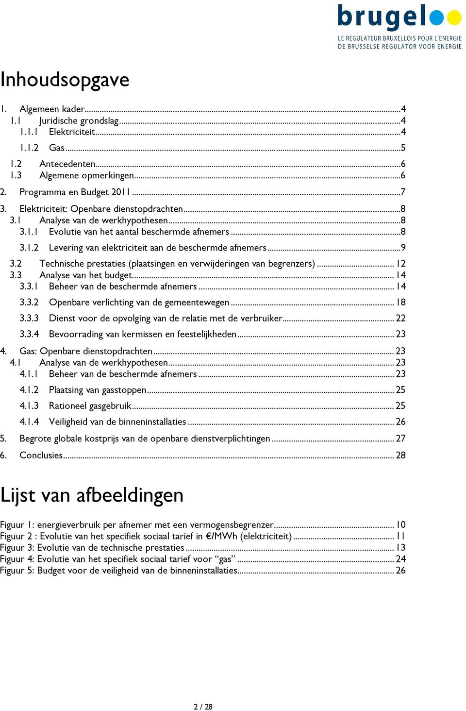 ..9 3.2 Technische prestaties (plaatsingen en verwijderingen van begrenzers)... 12 3.3 Analyse van het budget... 14 3.3.1 Beheer van de beschermde afnemers... 14 3.3.2 Openbare verlichting van de gemeentewegen.