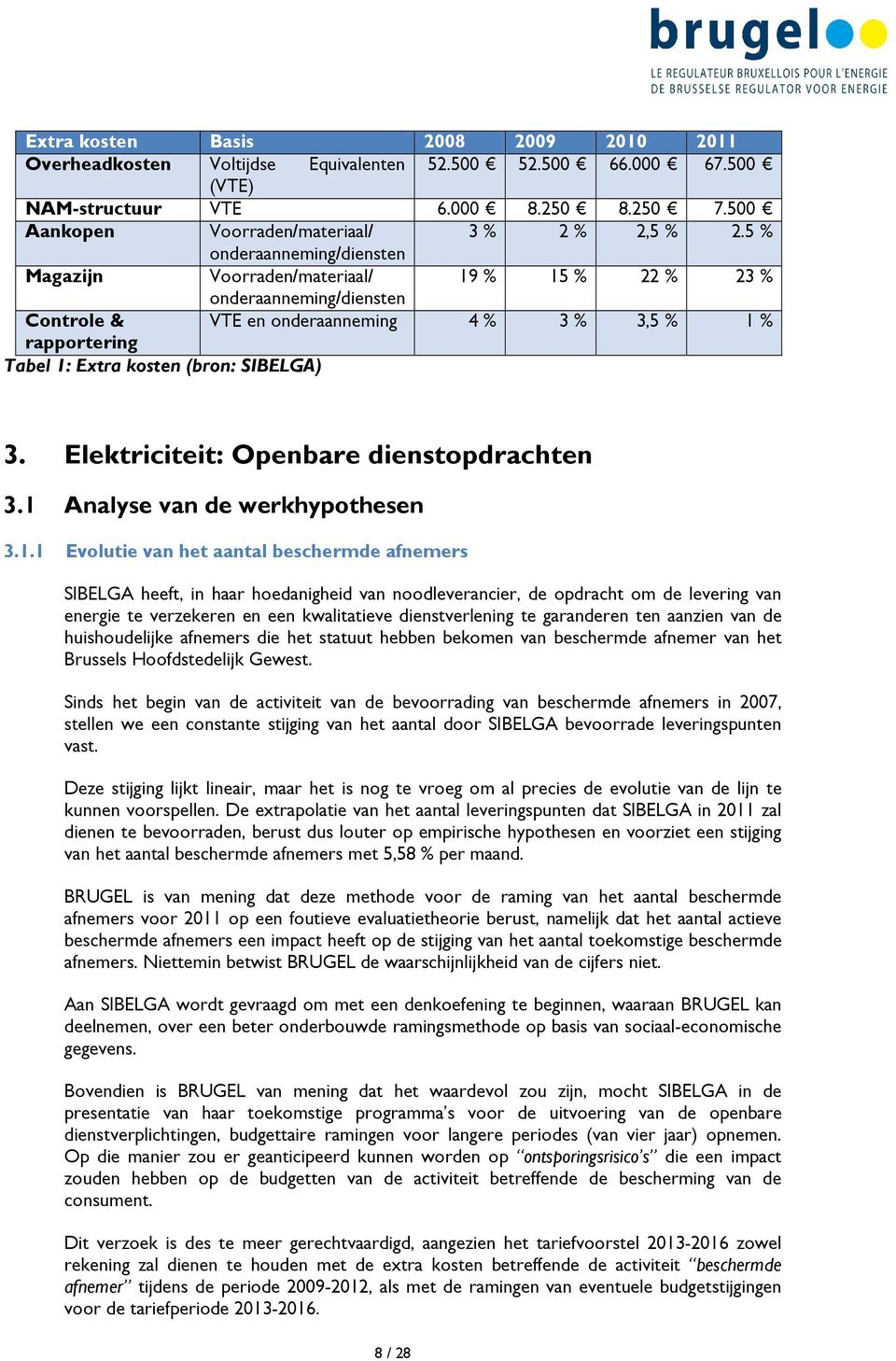 SIBELGA) 3. Elektriciteit: Openbare dienstopdrachten 3.1 