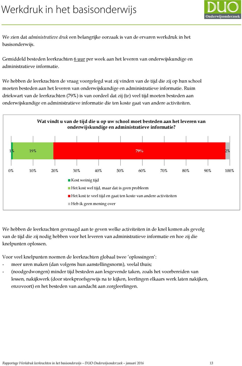 We hebben de leerkrachten de vraag voorgelegd wat zij vinden van de tijd die zij op hun school moeten besteden aan het leveren van onderwijskundige en administratieve informatie.