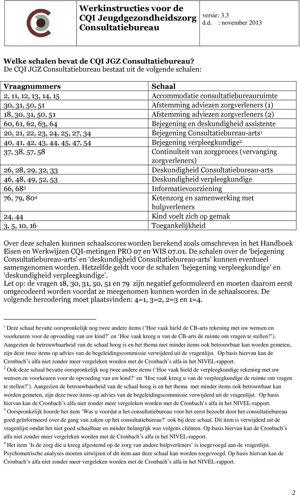 Afstemming adviezen zorgverleners (2) 60, 61, 62, 63, 64 Bejegening en deskundigheid assistente 20, 21, 22, 23, 24, 25, 27, 34 Bejegening -arts 1 40, 41, 42, 43, 44, 45, 47, 54 Bejegening