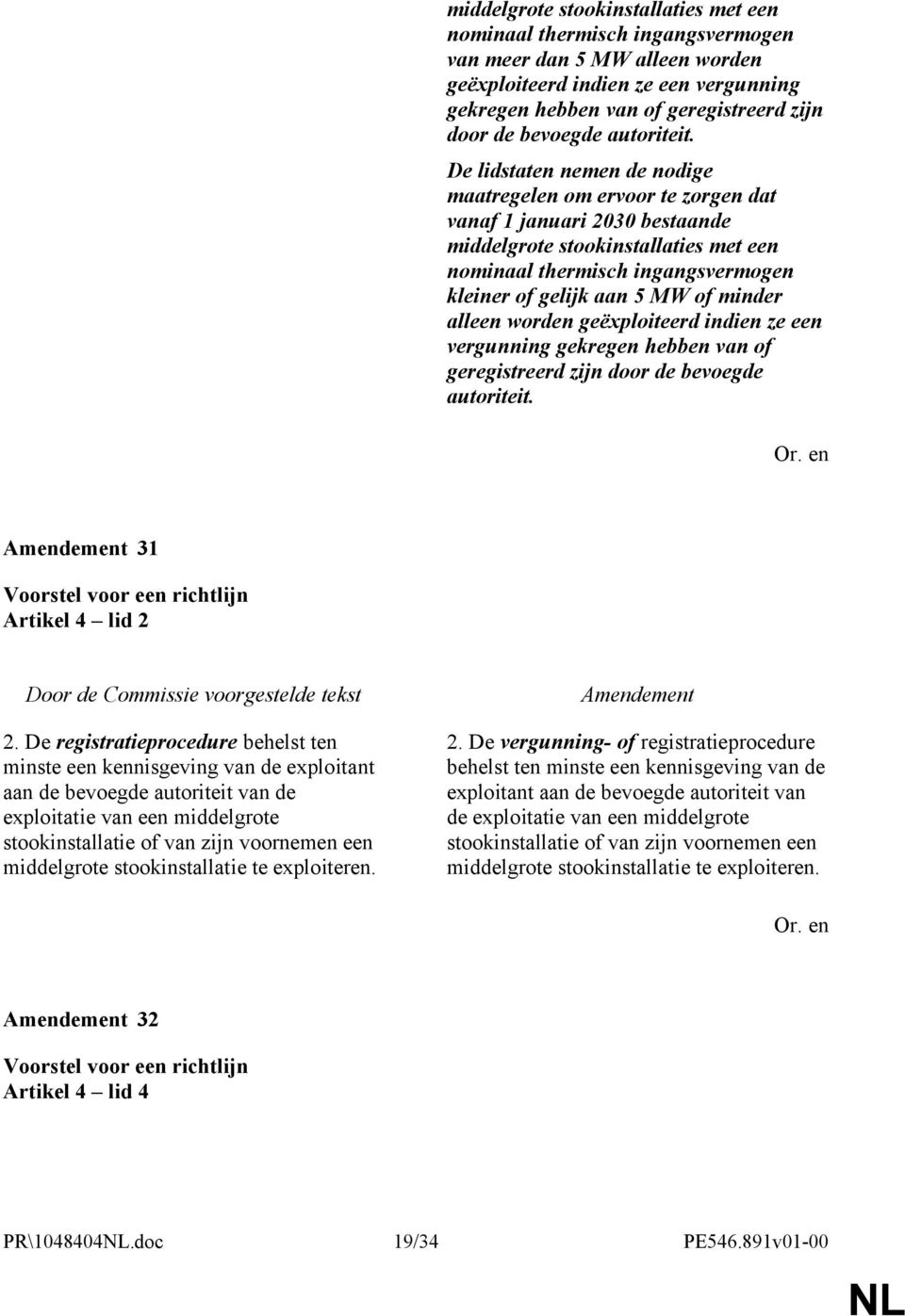 De lidstaten nemen de nodige maatregelen om ervoor te zorgen dat vanaf 1 januari 2030 bestaande middelgrote stookinstallaties met een nominaal thermisch ingangsvermogen kleiner of gelijk aan 5 MW of