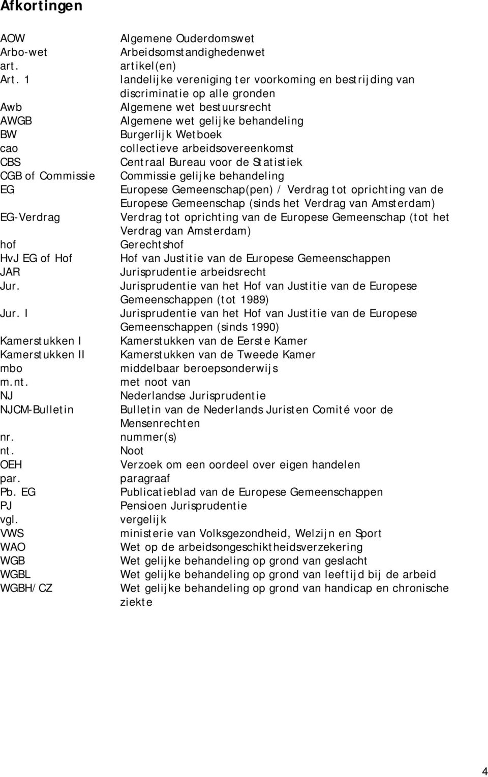 VWS WAO WGB WGBL WGBH/CZ Algemene Ouderdomswet Arbeidsomstandighedenwet artikel(en) landelijke vereniging ter voorkoming en bestrijding van discriminatie op alle gronden Algemene wet bestuursrecht