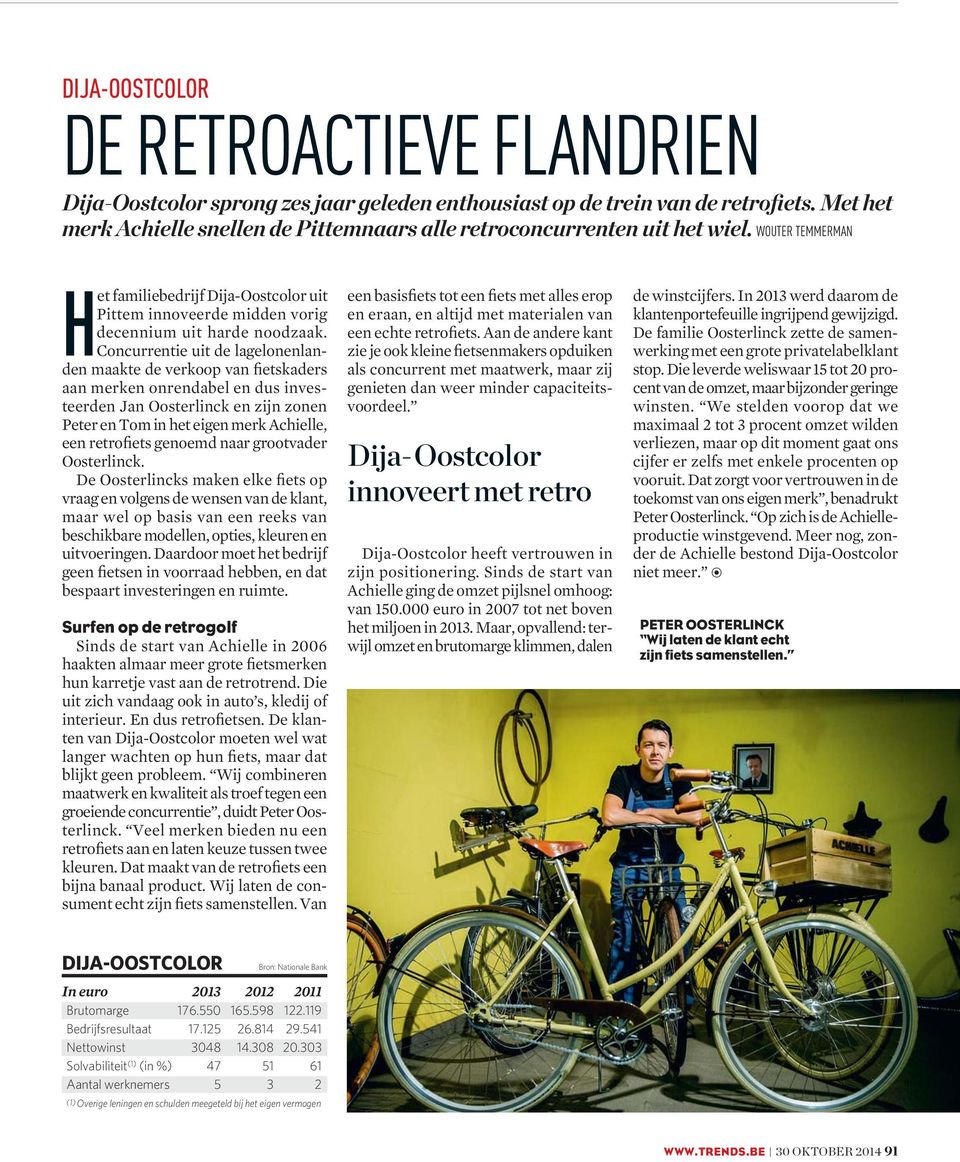 Concurrentie uit de lagelonenlanden maakte de verkoop van fietskaders aan merken onrendabel en dus investeerden Jan Oosterlinck en zijn zonen Peter en Tom in het eigen merk Achielle, een retrofiets