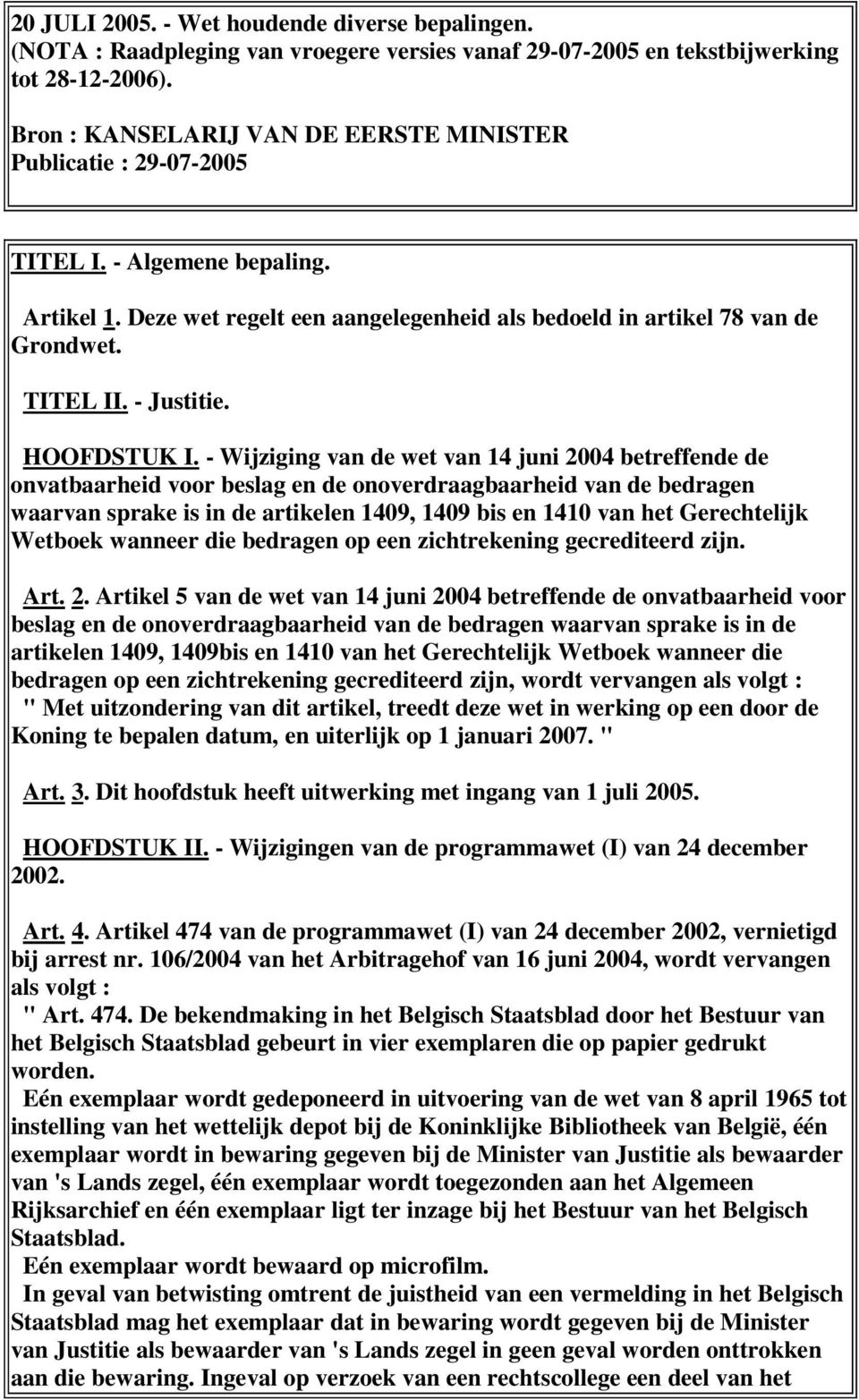 - Justitie. HOOFDSTUK I.