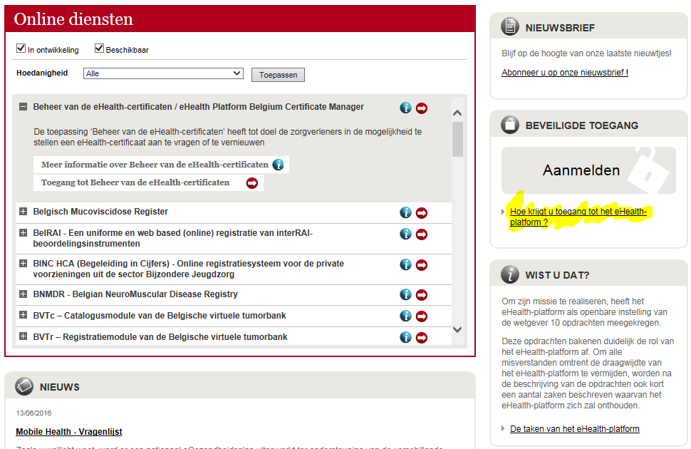 nota Handleiding User Access Management ehealth (UAM) datum 21/06/2016 onderwerp Hoe kan ik het gebruikersbeheer voor mijn organisatie in orde brengen in