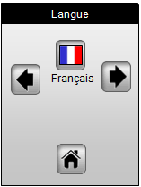 3) 2) Dans le menu Langue, choisissez la langue en utilisant les flèches gauche et droite de part et d autre du drapeau.