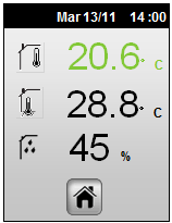 Description des accès rapides: - Appuyez sur le logo de la sonde pour visualiser les autres sondes connectées à votre unité et choisir la valeur qui sera affichée sur l écran principal en appuyant