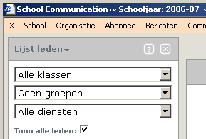 Zoeken in lijsten: Wanneer de gebruiker door de School Communication toepassing navigeert kan er in de weergegeven lijsten (indien ze betreffende functionaliteit ondersteunen) gezocht worden.