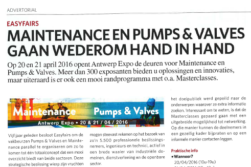 Agoria Online IMaintain Offshore Wind magazine Aquarama Maintenance Benelux Petrochem EcoTips Maintenance Magazine Pomp NL