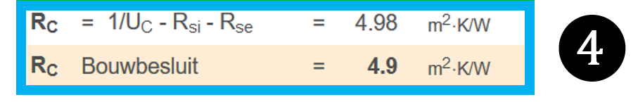 De bepaling van R c NEN1068 A1.2 opmerking 2: Bij de berekening van de warmteweerstand worden tussenresultaten niet, of anders ten minste op vier decimalen, rekenkundig afgerond.