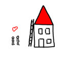 Werken met lagen en dupliceren In de animatie op pag 1 zie je een huisje en twee poppetjes. Het huisje is op elke pagina hetzelfde, zonder dat het opnieuw getekend moest worden. Hoe is dat gedaan? 1. Teken een huisje.