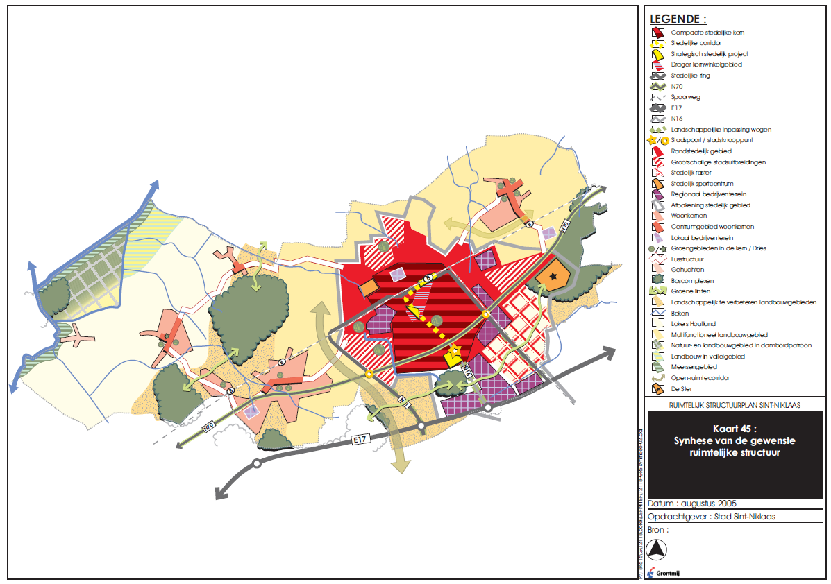 3.1.4. Ruimtelijk structuurplan Sint-Niklaas In het gemeentelijk ruimtelijk structuurplan Sint-Niklaas (2006) worden enkele structurerende elementen onderscheiden.