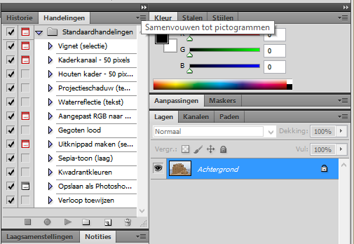 Adobe Photshop CS5 1.6 Overige deelvensters Rechts in je beeldscherm vind je de paletten, ook wel deelvensters genoemd.
