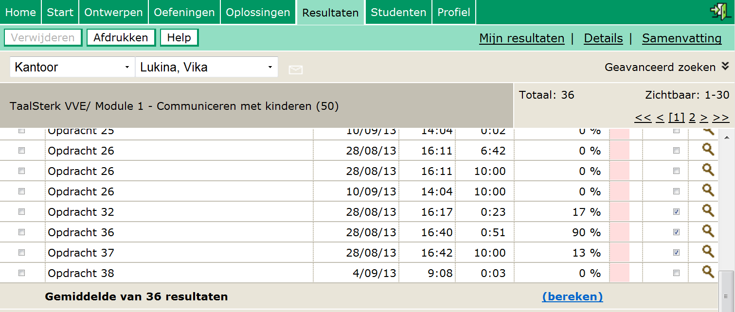 8 Resultaten niet mee laten tellen Soms heeft een cursist een opdracht wel bekeken, of hij is eraan begonnen, maar hij heeft hem niet afgemaakt.