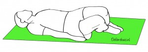 LAGE RUG / MOBILITEIT Oefening 1 Bekijk hier de instructievideo Doel: het mobiliseren van de lage rug. 1. 2. 3. 4. Ruglig Knieën buigen, tegen elkaar aan en voeten plat op de grond.