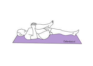 LAGE RUG / ONTSPANNING Oefening 7 Doel: ontspanning geven aan de spieren in de lage rug en rondom het bekken. 1. Ruglig 2.