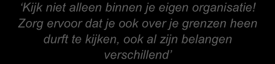 Zorg voor gelijkwaardigheid Iedere partner in BOJOZ kent en respecteert zijn eigen terrein en het terrein van de ander. Het gaat om het kennen en erkennen van verschillen.