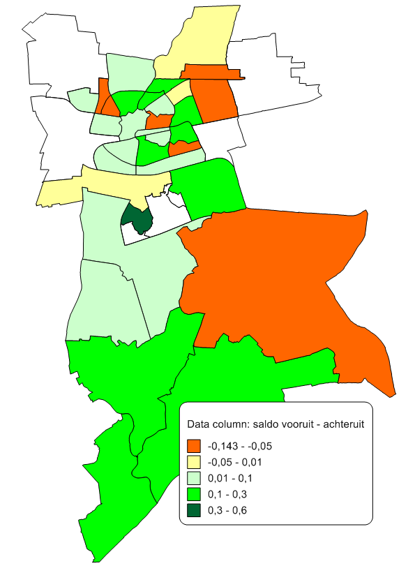 G Uw oordeel over uw wijk, dorp en de binnenstad van Leeuwarden Grafiek 7.1 Vooruitgang/achteruitgang van wijk of dorp Leeuwarden de afgelopen jaren, 2003 en 2015 Leefomgevingsenquête 2015.