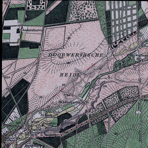 Jachtweg naar het Loo Italiaanseweg 1686-1697 1840 (Kasteellaan) Oude Hesseweg 2000 vchr onderliggende kaart uit 1901 Schaapsdrift 15-19e eeuw (v Borsseleweg) Schaapsdrift 15e-19e eeuw
