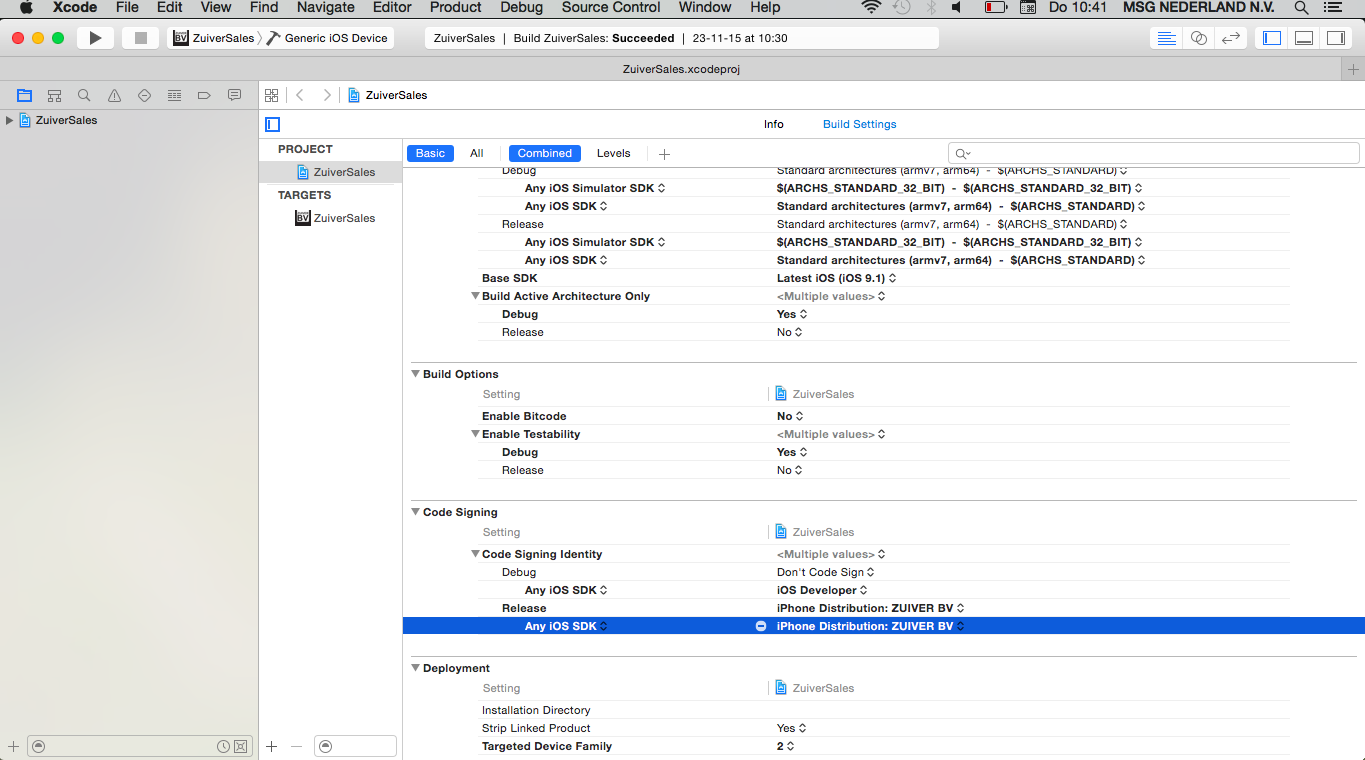 ios Applications In House Distribution Enterprise Program 13/20 Open het Project,