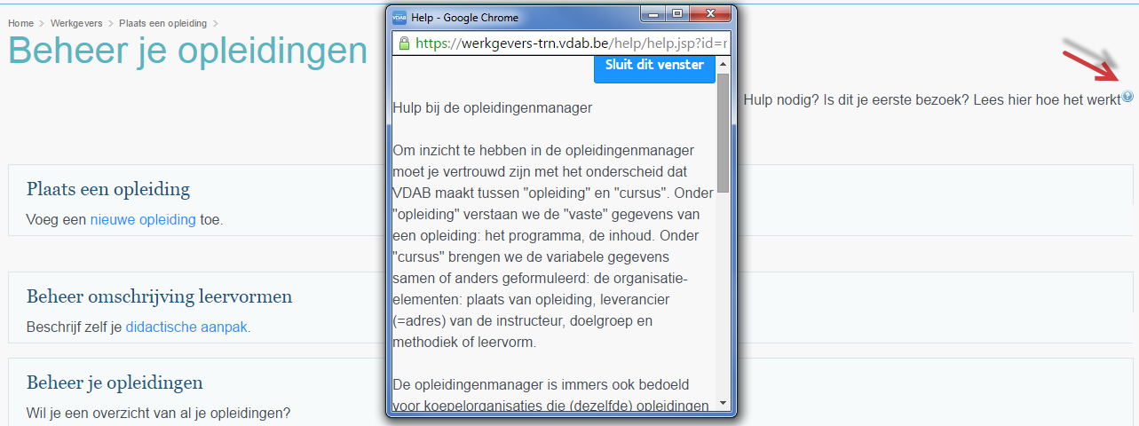 3.2. Helpfunctie De Opleidingenmanager heeft een ingebouwde helpfunctie.